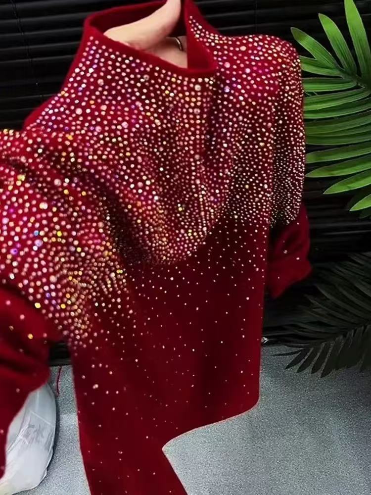 Winter Clothing Factory Outlet - Luxury Design Diamonds Hot Drilling Slim