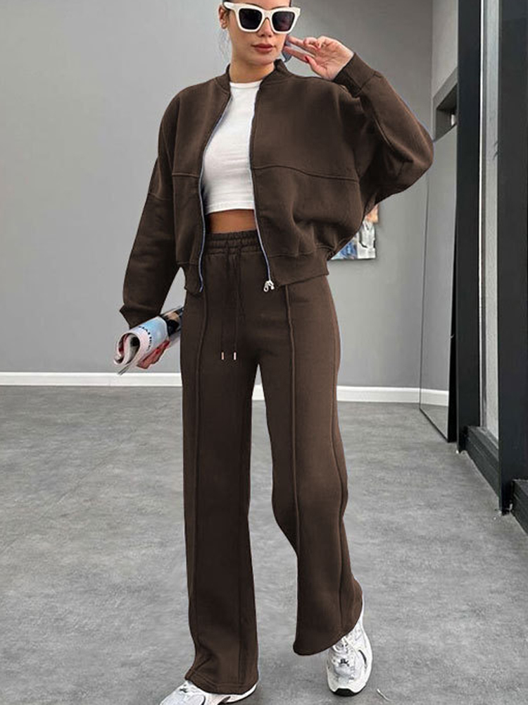 Winter Clothing Uae - FSMG Casual Sweatshirt Pants Set Solid