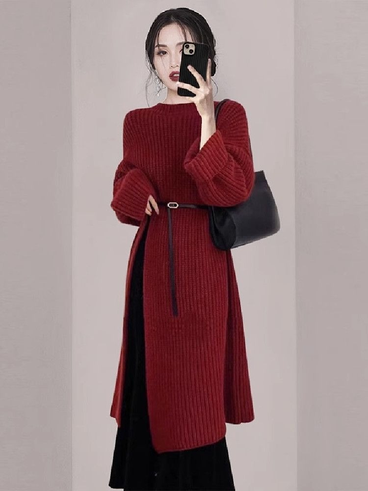 Women Elegant Red Knit Dress A - Winter Clothing H&M recension och pris