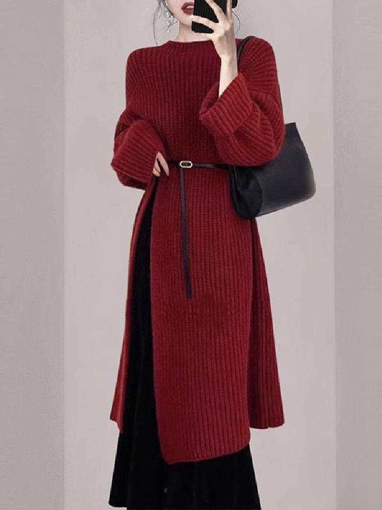 Women Elegant Red Knit Dress A - Winter Clothing H&M recension och pris