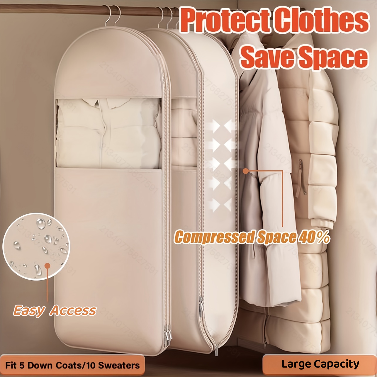 Beige Compression Hanging Bag, - Winter Clothing Organizer recension och pris