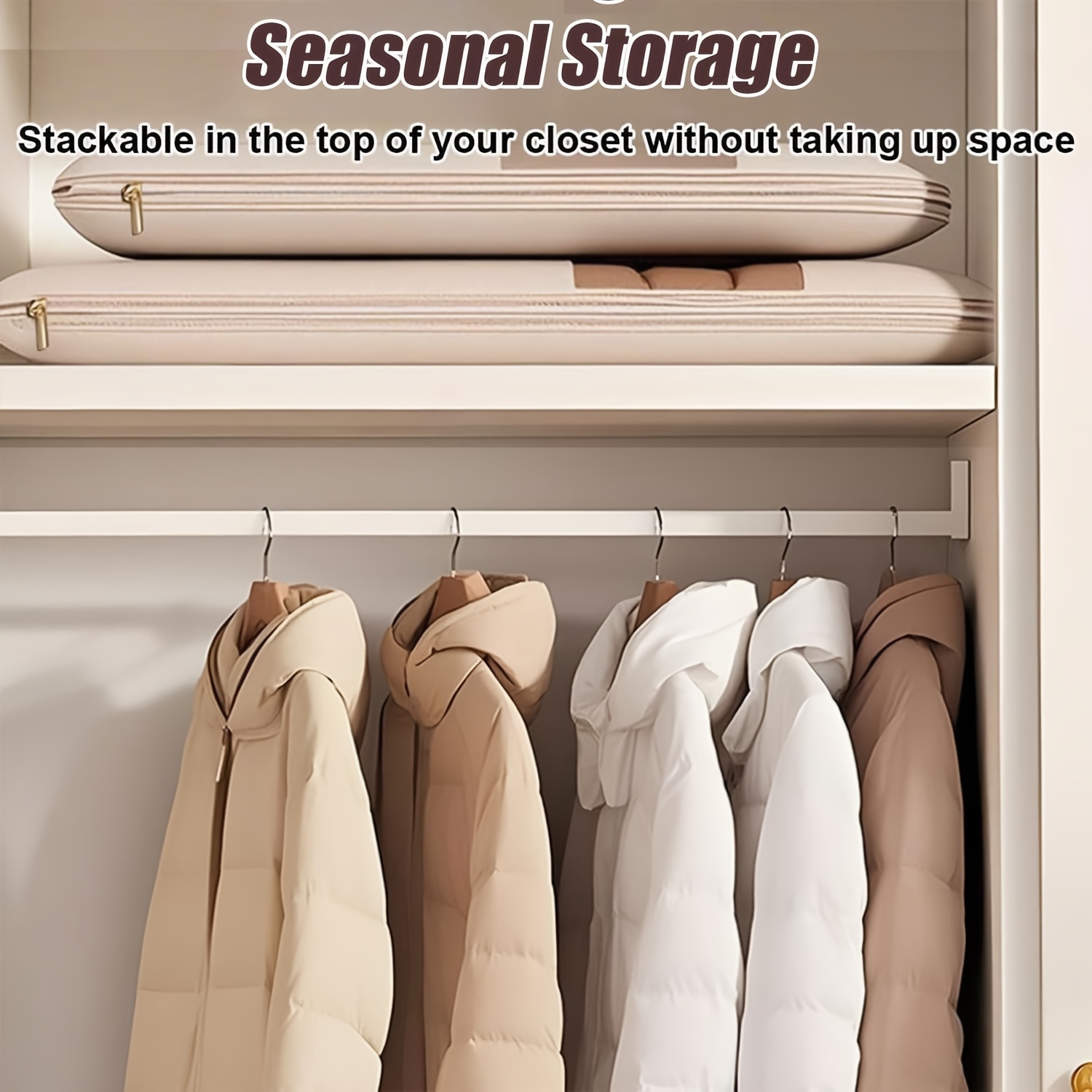 Beige Compression Hanging Bag, - Winter Clothing Organizer recension och pris