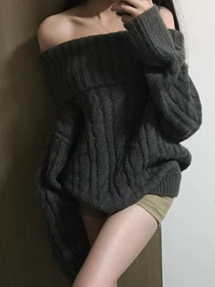 French Design Grey Off Shoulde - Winter Clothing Factory Outlet recension och pris